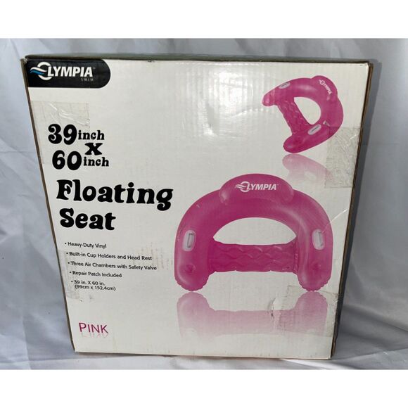 Vintage NOS Vinyl Hot Pink Floating Seat 39X60 Inflatable Pool Float - Picture 3 of 3